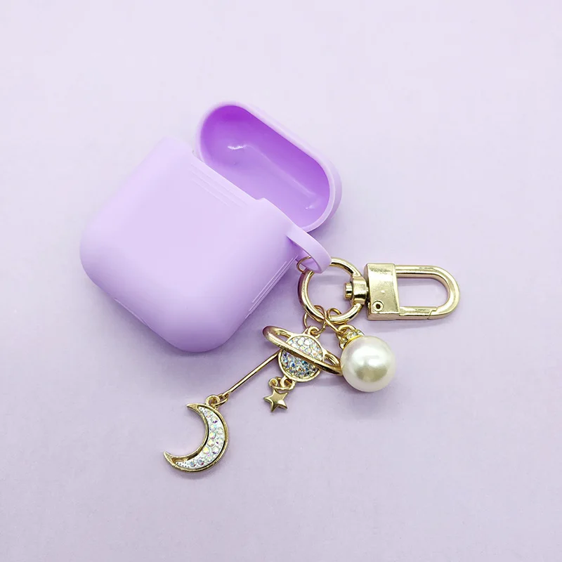 Чехол для Apple AirPods, роскошный силиконовый чехол для ключей с бриллиантами и луной, защитный чехол для наушников s, аксессуары, защита от потери