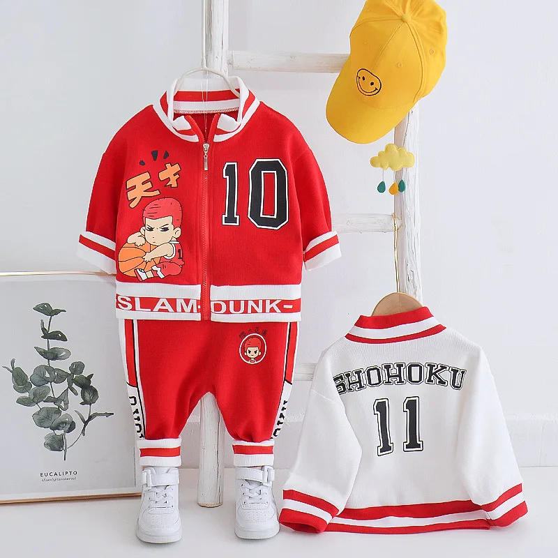 

Children Spring And Autumn 2020 Children BOY'S Cartoon Cartoon Characters Long Sleeve Slam Dunk Baseball Sports Clothing Set
