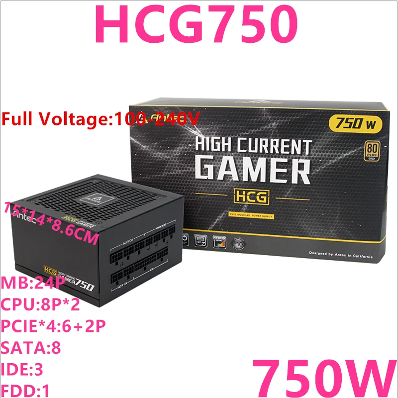 Блок питания для Antec ATX 12 В 2080Ti полный модуль 80 плюс Золотой игры немой блок питания 750 Вт блок питания HCG750
