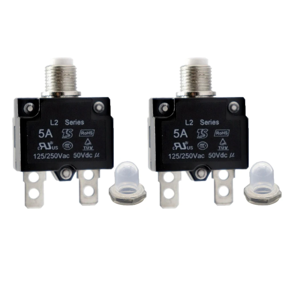 2pcs 5A Circuit Breaker Overload Protector Switch Fuse Resettable 125/250V
