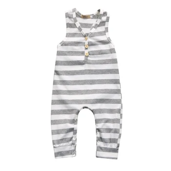 

baby rompers Unisex V-Neck Sleeveless Striped Romper Jumpsuit Clothes Outfits summer Sleeveless romper