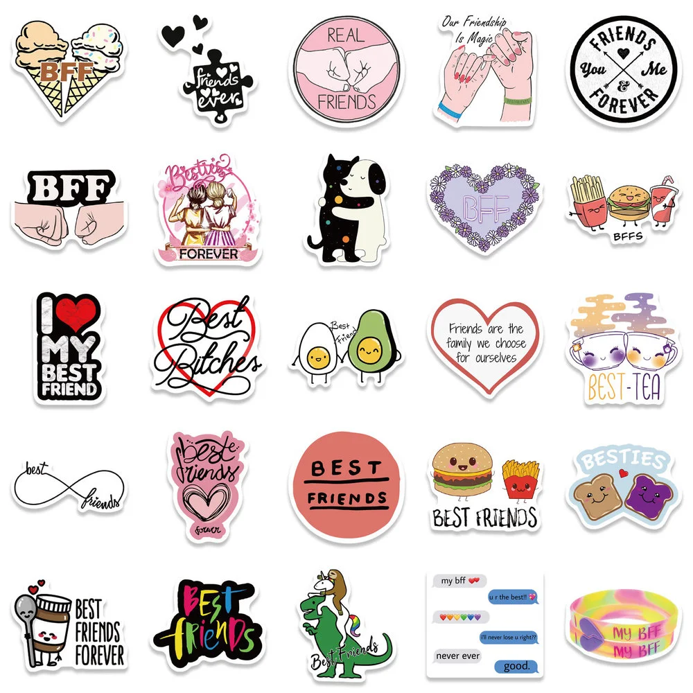 10/50PCS Cartoon Beste Vriend Vriendschap Stickers Auto Fiets Reisbagage  Gitaar Laptop Waterdicht DIY Grappige Stickers Klassiek Speelgoed -  AliExpress, image size:1000x1000