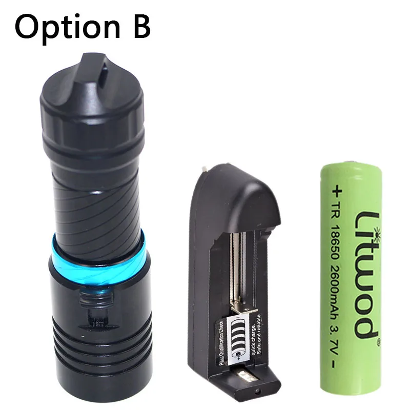 Litwod Z20D68 5000LM XM-L2 U3 underwater 80 Meter Diving LED Flashlight Torch Lamp Light For Camping working Run time 20h - Испускаемый цвет: Option B
