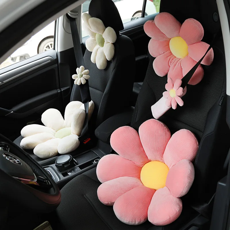

Neck Pillow Car plush headrest Creative Flower Car Neck Pillow woman Pillow Lumbar Support Shoulder guard