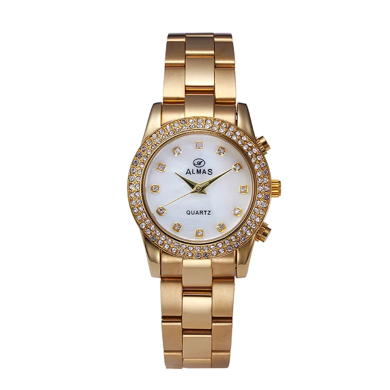 

Universal Import Clean Steel Steel Belt Circle Alloy Diamond Set Waterproof Business Watch Quartz Watch