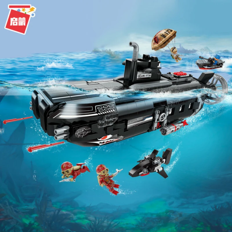 

1196pcs SWAT Military Series Building Blocks 2in1Submarine Base Model Bricks Toys For Chlidren