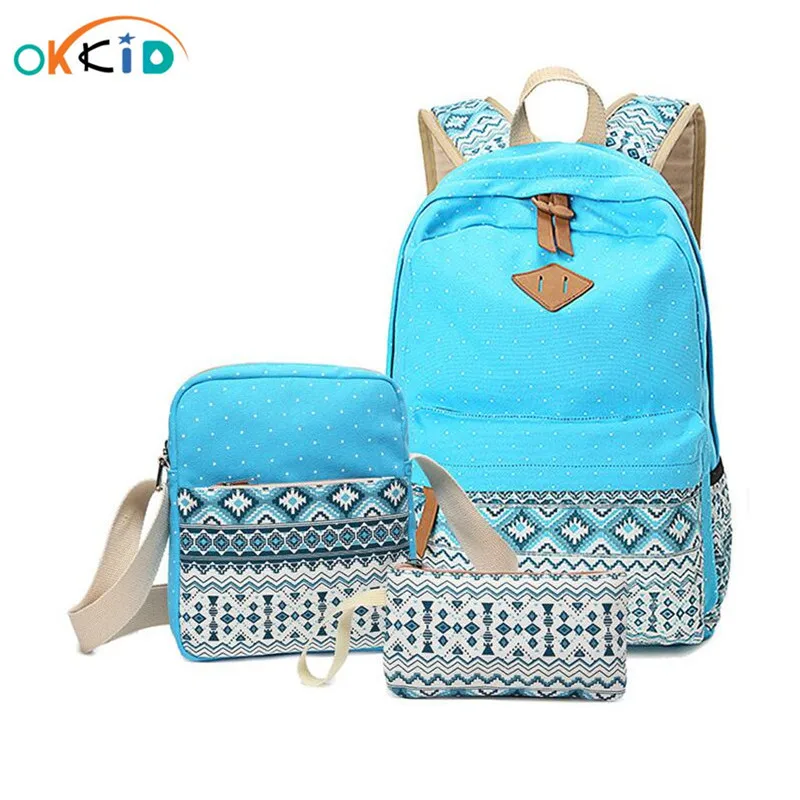 blue polka dot backpack