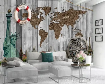 

Classic 3d Wallpaper Simple Retro World Map European Buddha Statue City Custom HD Silk Mural European Wallpaper