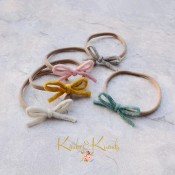 

2019 Cute Wool Bow 5 Colors Wool Sweet Headband for baby Girls Adorable Baby Girl Party Hair Accessory Newborn Girls Hairband