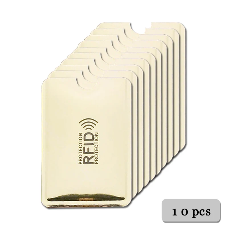 yellow gold 10 шт. Анти RFID Блокировка ридер замок держатель для карт ID банк чехол для карт протектор Алюминиевый металлический Смарт Противоугонный кредитный держатель для карт - Цвет: yellow gold