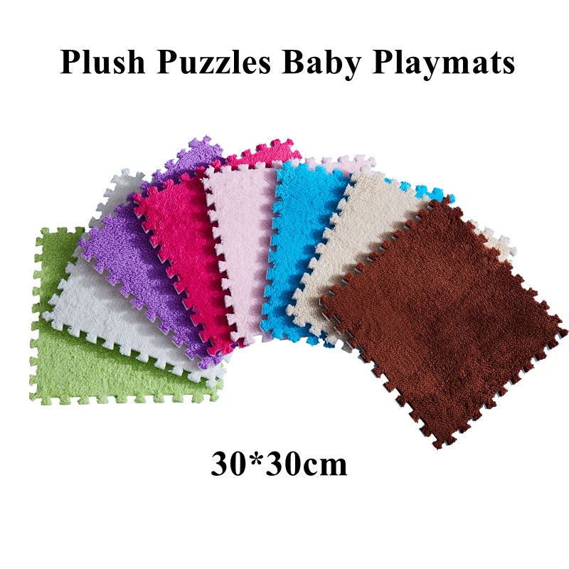 

10Pcs/Lot Soft Plush Kids Rug Baby Play Mat Toys Eva Foam Infant Developing Mat Rug Puzzle Interlock Floor Mats 30*30 CM Playmat