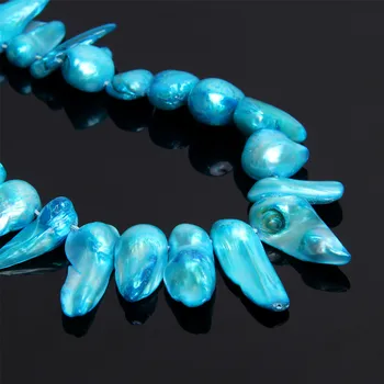 

Natural Baroque Pearls Real Freshwater Pearl Dyed Blue Irregular Loose Pearl Beads For DIY Bracelet Necklace Jewelry Making 14”