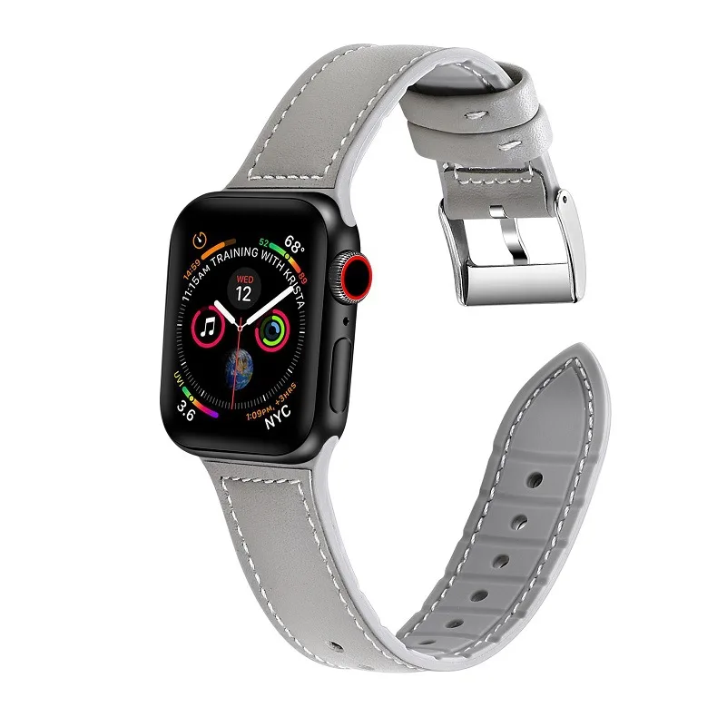 Силиконовый кожаный ремешок для apple watch 42 мм 44 мм резиновый ремешок для iWatch 4 38 мм 40 мм apple watch 5 4 3 2 1 ремешок