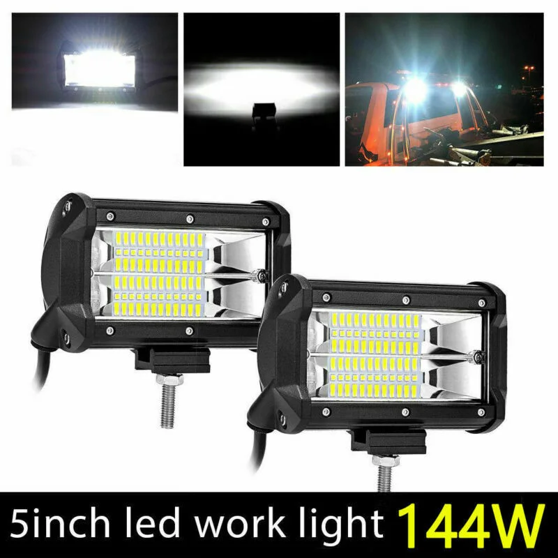 

2pcs 5 Inches DC 12-80V 72W 7000K Car Ttruck Trailer Double Row LED Work Light Lamp Waterproof Cool White LED Spotlights