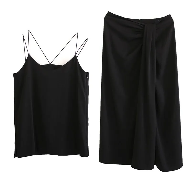 Женский костюм с юбкой Foamlina летний комплект из двух предметов топ на бретелях без