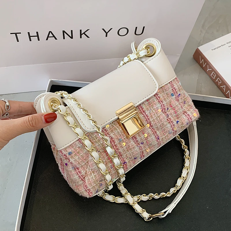 

Pure Color Ladies Small Bags 2020 New Fashion Rhombus Chain Shoulder Messenger Bags Simple and Practical Underarm Bag Purse Gg