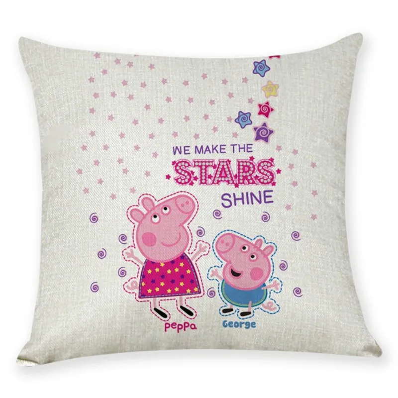 Случайный 3 шт. Peppa Свинья персонаж наволочка из конопляной ткани Подушка объятия наволочка аниме действие персонажа модель детей подарки на день рождения