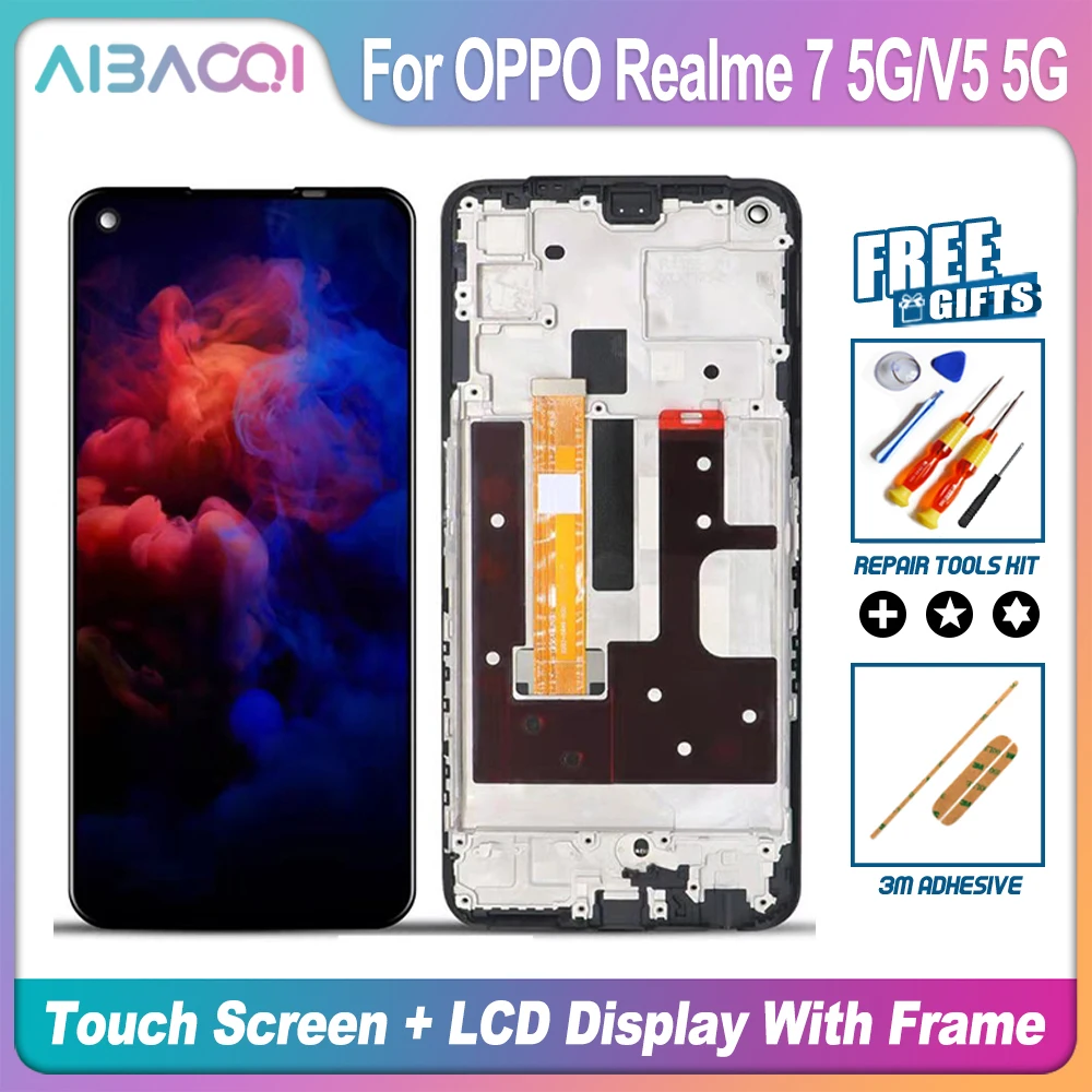 Для OPPO Realme 7 5G/V5 5G ЖК-дисплей сенсорный экран дигитайзер в сборе для RMX2111 с заменой