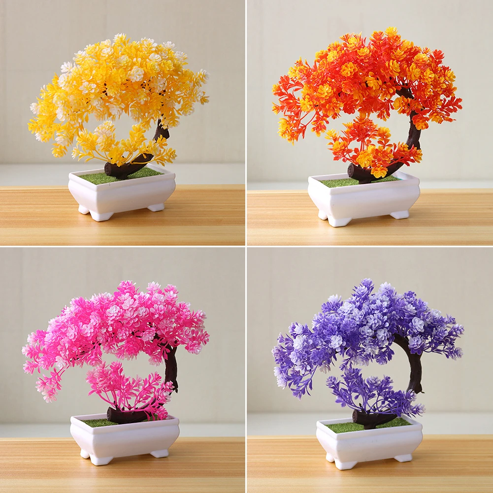 Hotel Tree Pot Flowers Plastic Home Decor Table Artificial Plant Bonsai Fake Simulation Ornaments Garden Small Potted