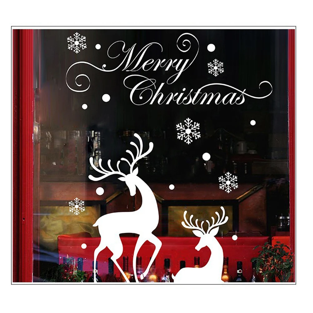 Merry Christmas Snowflake Reindeer Wall Sticker Removable Murals Party Decor Accessory 50x70cm | Дом и сад