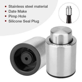 

Stainless Steel Vacuum Wine Bottle Stopper Red Wine Cap Sealer Fresh Keeper Bar Tools Bottle Cover Kitchen Accessories