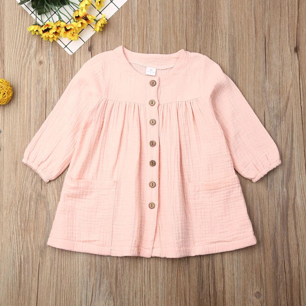Autumn Toddler Baby Girls Button Party Pageant Casual Dress Wedding Dress Costume For Baby Girl Dresses