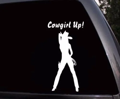 Cowgirl Up страна девушка сексуальное окно грузовик окно виниловая переводная наклейка для ноутбука Наклейка Виниловые наклейки окно наклейка