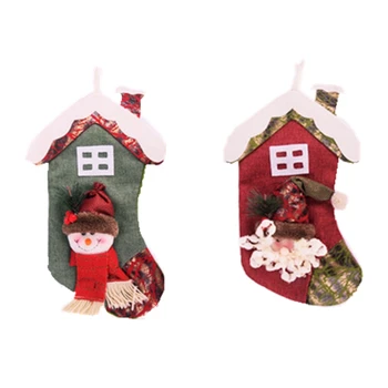 

2Pcs Christmas Tree Hanging Party Tree Xmas Decor Christmas Stocking Gift Candy Bags Lovely Gift Bag for Children