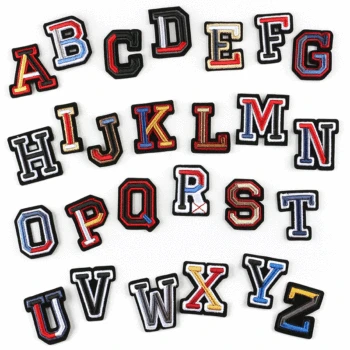 

High Quality sew-on A-Z 26 English alphabet English letters Stereo Embroidery Dress Stickers Patches Letters Applique Parches