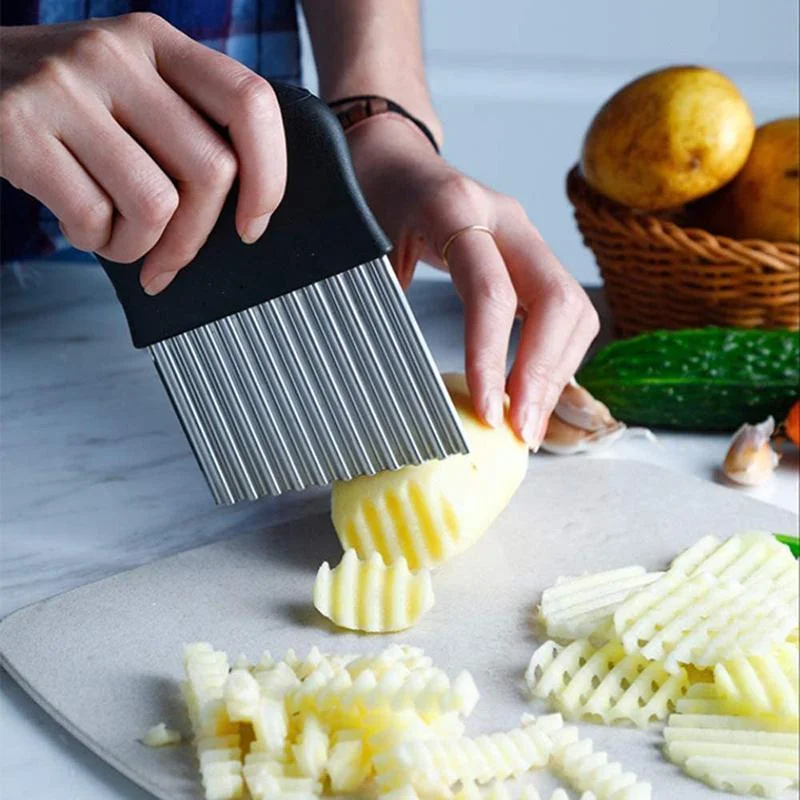 How to make potato crinkle french fries Cutter