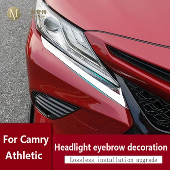 

For Toyota Camry 2018 2019 2020 Sport Version Chrome Headlight Eyebrow Cover Trim Front Light Head Lamp Eyelid Strip Accessories