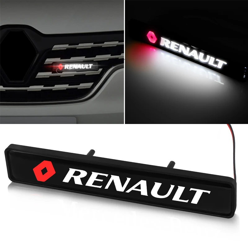 

1pcs ABS Chrome Front Hood Grille LED Light for Renault Megane 2 3 Duster Logan Clio Laguna 2 Captur Car Gadgets Accessories