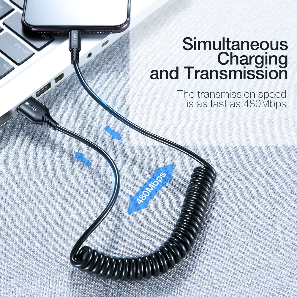 RAXFLY Dehnbar Micro USB Typ C Kabel Für iPhone 11 Pro 7 8 Frühling Typ-C Handy Ladegerät kabel Cab