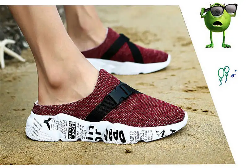Comfort Men Shoes Casual Big Size Men's Home Slippers Fashion Mesh Soft Summer Sandals Crock Fishing Quick-drying Man Slipper B1
