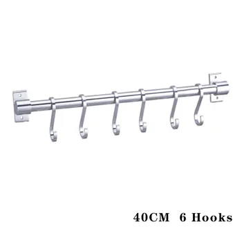 

6 Hooks Hanging rack Kitchen Utensil Gadget Wall Rail Bathroom Aluminum