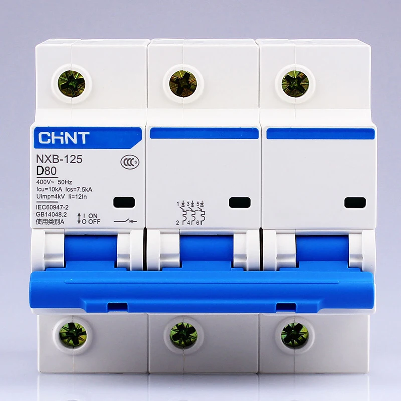 

CHINT NXB-125 3P AC 230/400V type D air switch D63 80 100 125A overload protector Large integrated switch