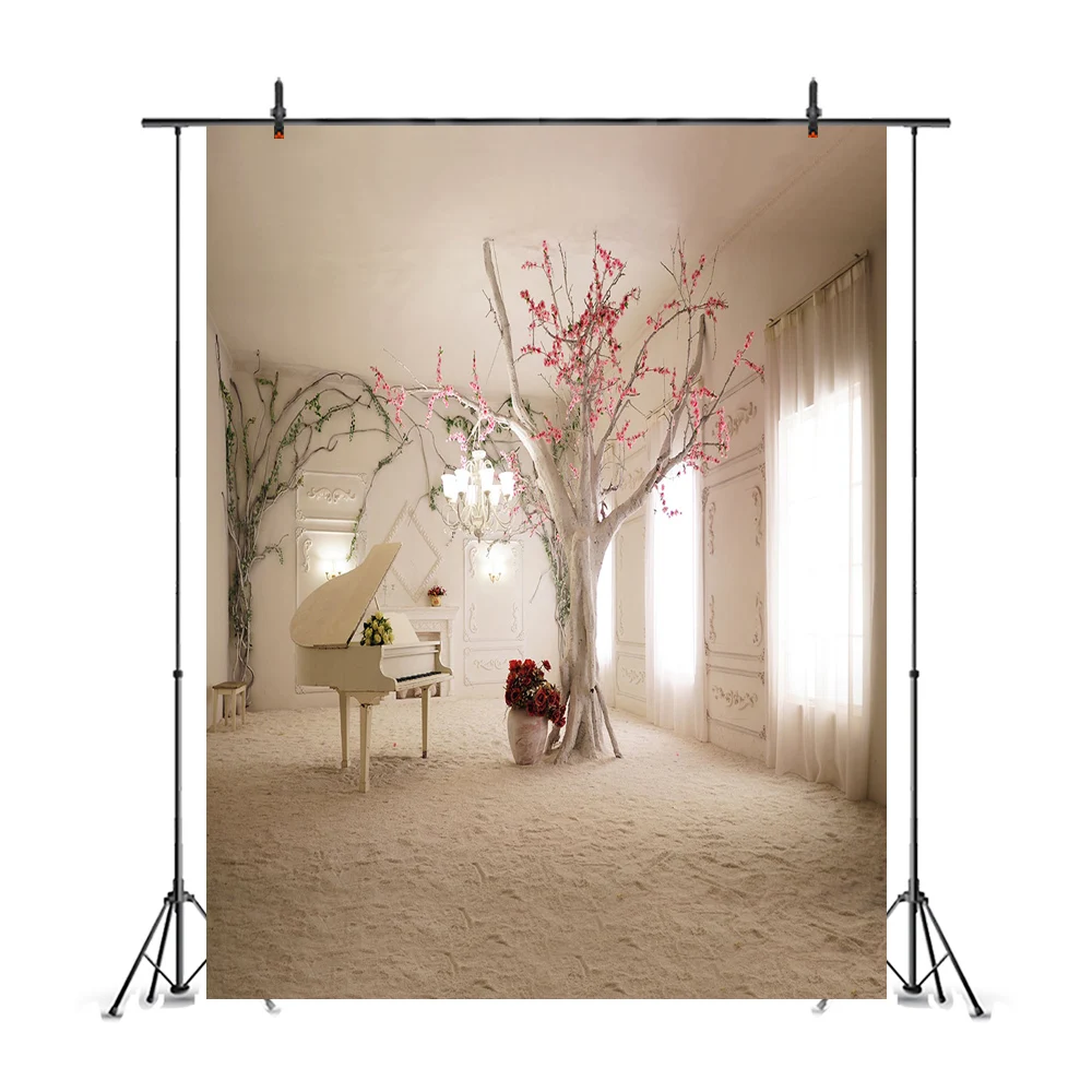 Элегантный Виниловый фон для фотосъемки в помещении с изображением фортепианного дерева для детской свадебной студийной фотосъемки тканевый фон
