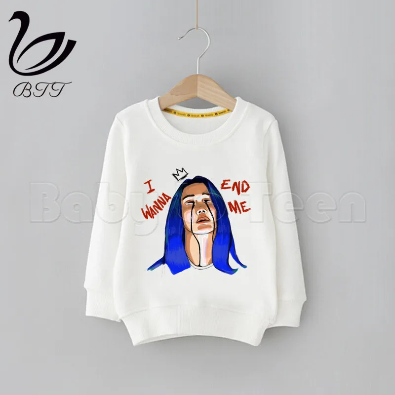 Детские толстовки с героями мультфильмов Billie Eilish; детские толстовки с капюшоном; модные толстовки с милым принтом; детская забавная одежда; толстовки с героями мультфильмов для малышей