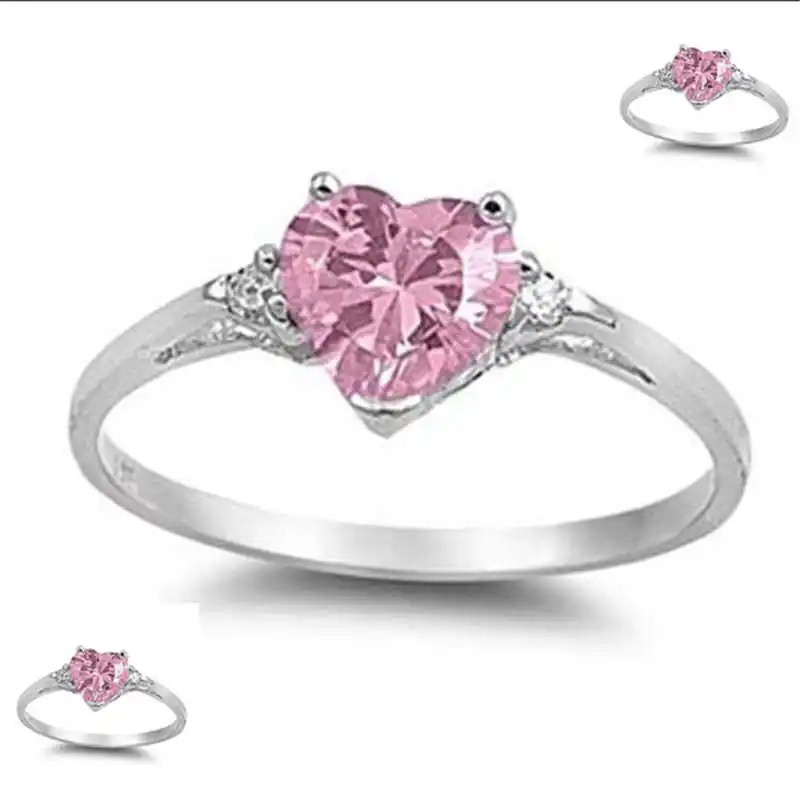 Очаровательное женское кольцо в форме сердца 1.85ct розового цвета, размер 6-10, романтические свадебные ювелирные изделия