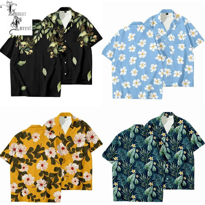 Flowers Plants 3D Printing Unisex Shirt Women/Men Casual Summer Short Sleeve Cool Loose Button Streetwear Overclothes 6XL mens white short sleeve shirt