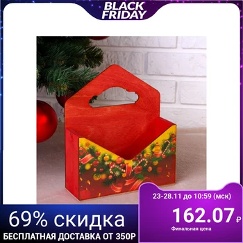 

Kashpo floral "envelope, new year's No. 4", wooden handle, red, 20,5 & times; 18 & times; 6 cm 4406459