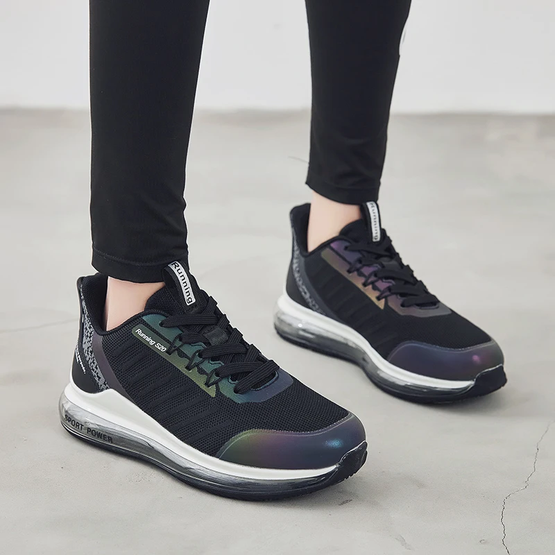 Professional Air Cushion Mesh Breathable Running Shoes Army Green Spring Autumn Walking Shoes Men Women Sneakers Size 36-44