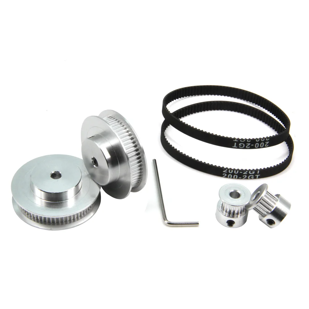 2Kit 2GT Synchronous Wheel 20&60 Teeth 5mm Bore Aluminum Timing Pulley with 2pcs Length 200mm Width 6mm Belt (20-60T-5B-6)