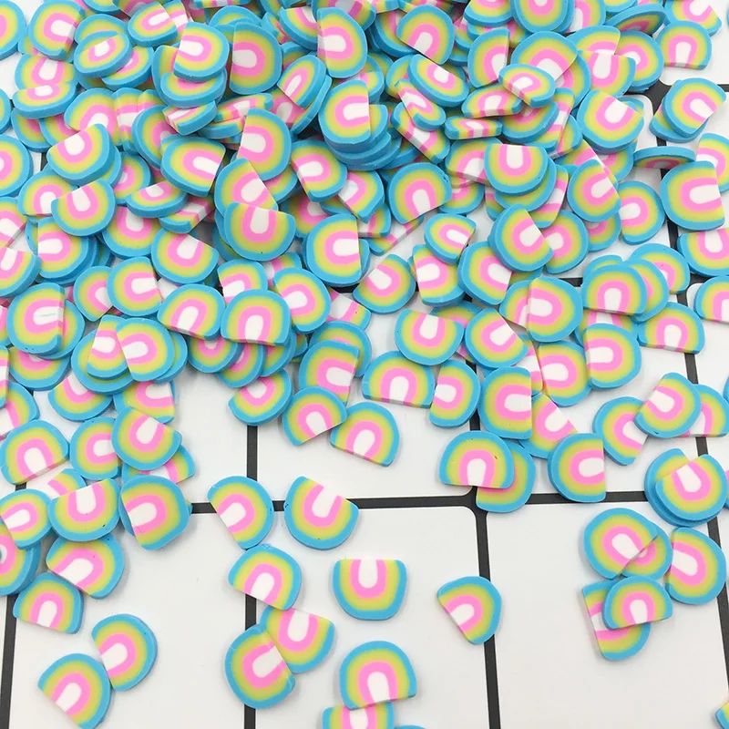50g 10mm Blue Rainbow Hot Clay Slices Polymer Sprinkles for Crafts Making Scrapbooking Phone Deco DIY Slime Filling | Дом и сад