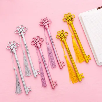 

LoveFrom 1 pcs Creative Key Pen Fashion Court Style Tassel Pendant Gel pen Student Office Black pen Stationery School Supply