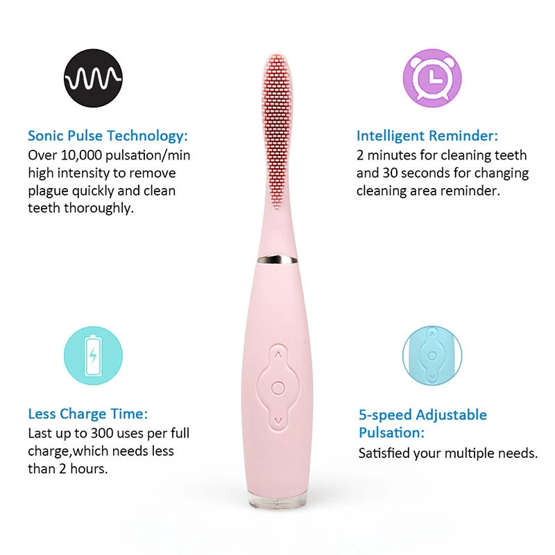 Sonic Silicone Electric Toothbrush Oral Care Teeth Whitening Waterproof Deep Cleaning USB Rechargeable Toothbrush Sonic Silicone Electric Toothbrush Oral Care Teeth Whitening Waterproof Deep Cleaning USB Rechargeable Toothbrush