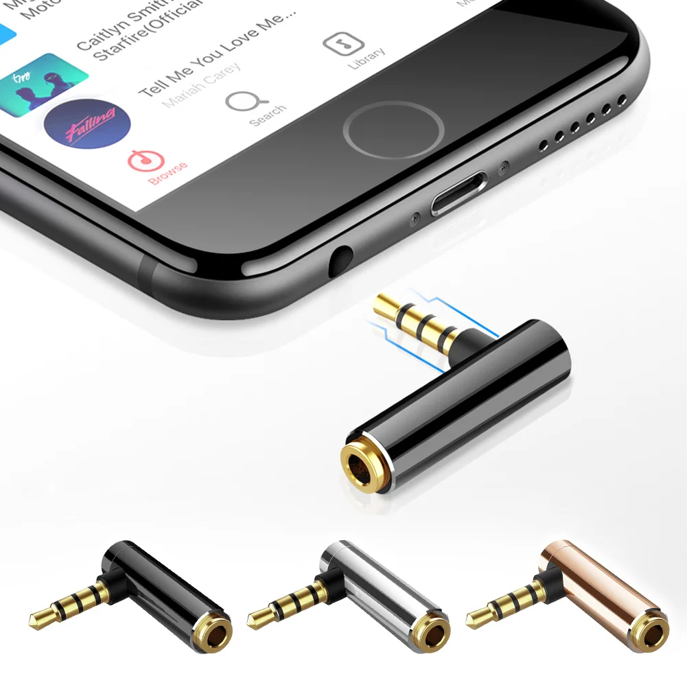 3.5mm Male to Female 90 Degree Right Angled Adapter Converter Headphone