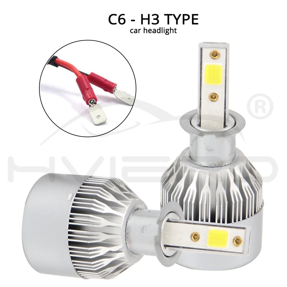 Hviero H4 H7 H11 H1 H3 9005 9006 COB Car LED Headlight Bulbs Hi-Lo Beam 72W 8000LM 6500K Auto Headlamp Led Car Lights DC 12v 24v