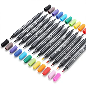 

Double-Headed Watercolor Pen Soft Head 12 Color Marker Pen for Drawing Painting Pens Coloring Calligraphy Stationery Art Markers