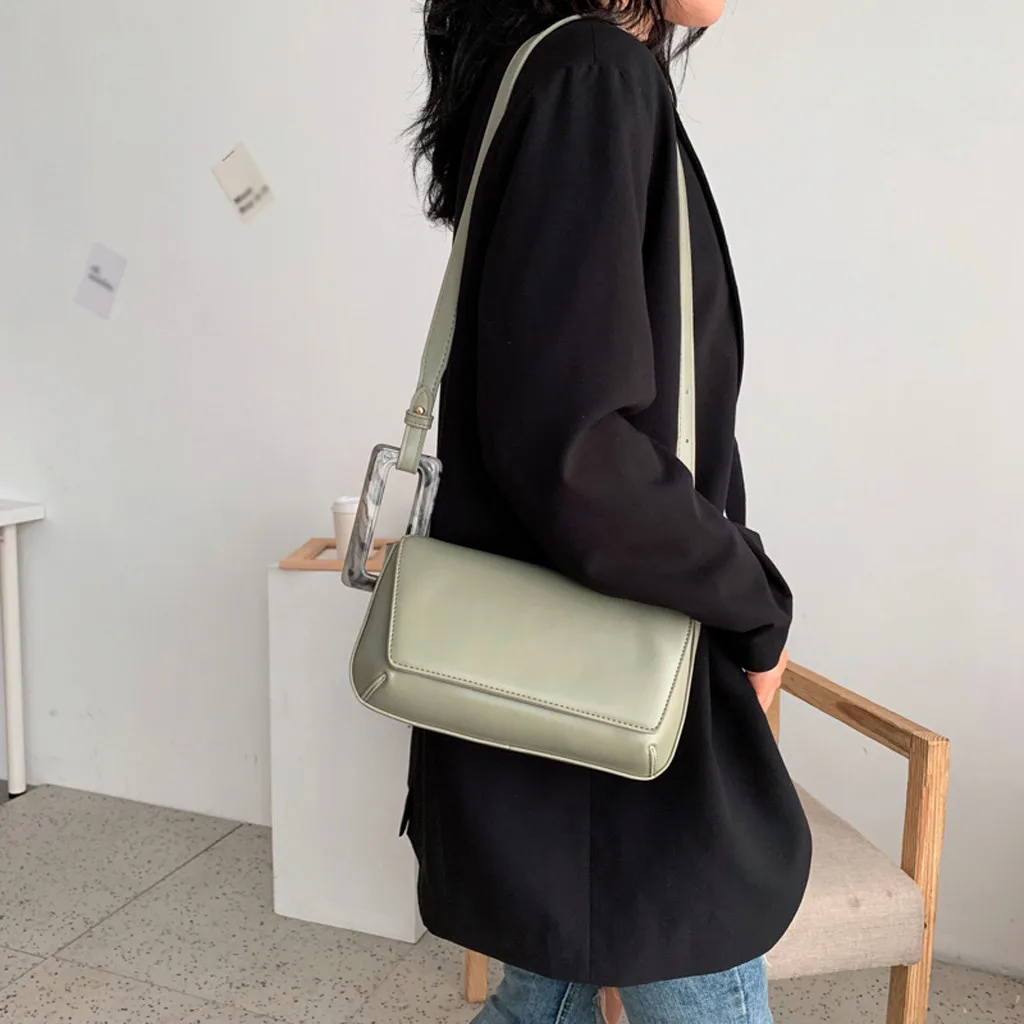 

Women's Clutch Bag solid Leather Crossbody Bags Enveloped Shaped Small Messenger Shoulder Bags Female Simple Small Square Bag